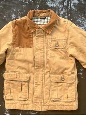 Girpcore Y2K Vintage Baby Gap Canvas Barn Jacket Corduroy Collar Field Coat 4T